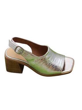 NEW INTENTIONALLY BLANK women's teresa slingback heels in silver